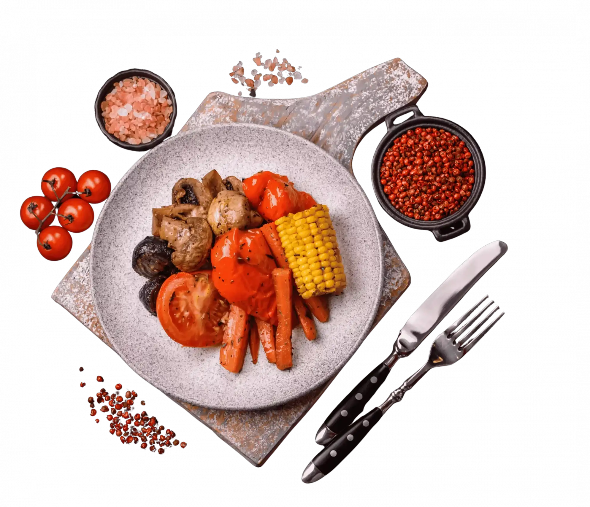 Buntes Ofengemüse auf einem Teller